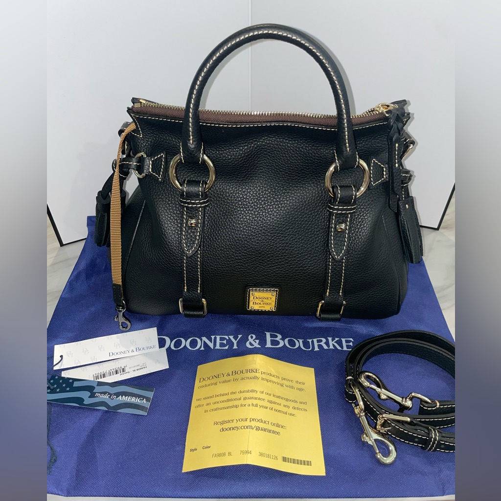 Dooney And Bourke Lucca Leather Tassel Satchel Double Handle Bag